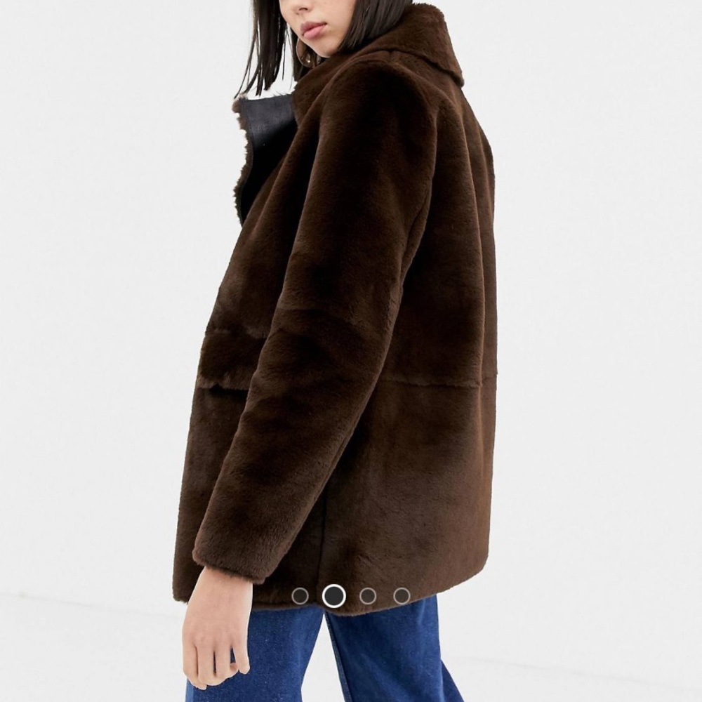 Warehouse Brown Teddy Coat Jacket - Picture 2 of 5
